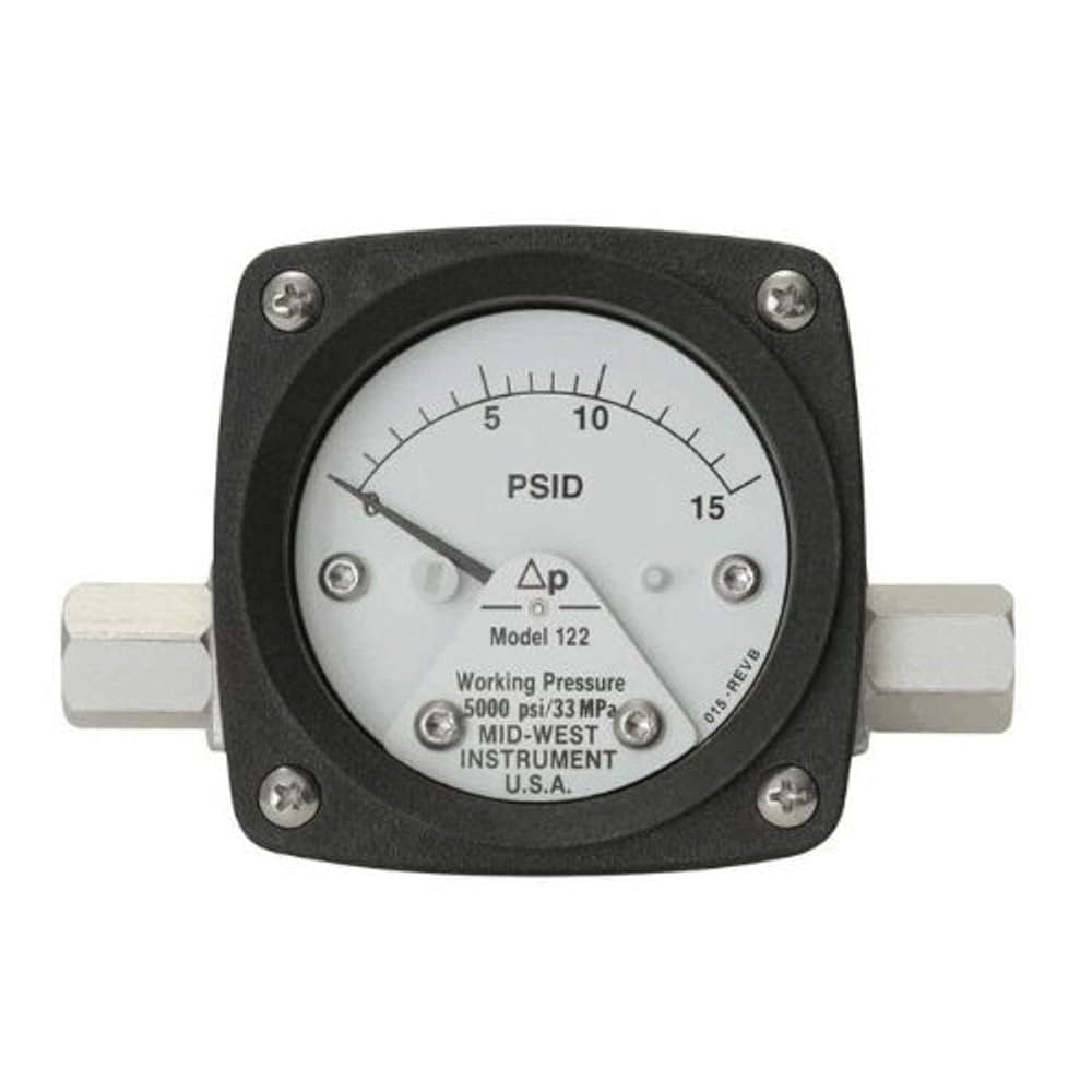 Mid-West differential pressure gauge with dual scale dial for oil & gas applications