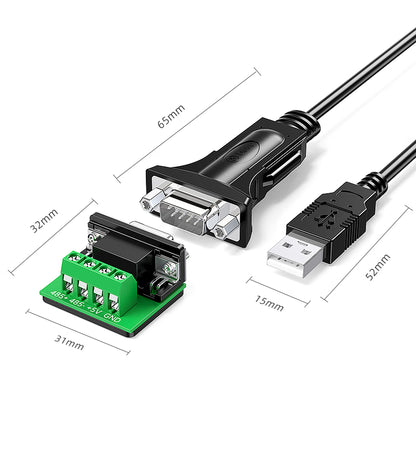 Industrial Grade USB to RS485 Serial Converter Cable – 9-Pin DB9 COM Port Adapter for PC Communication – 1 Meter