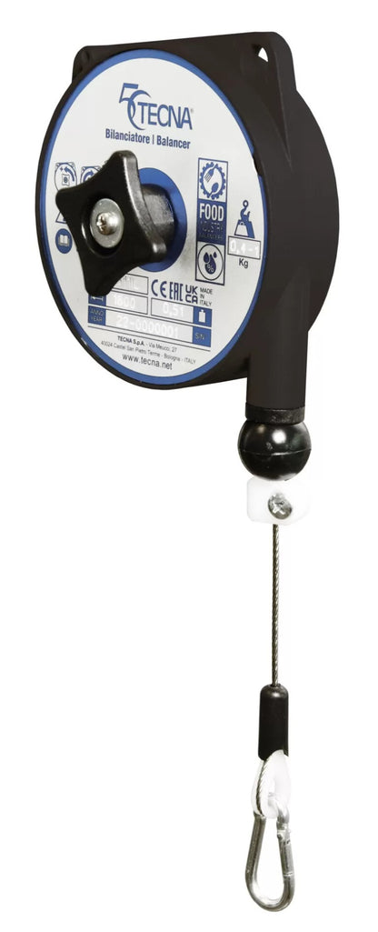 TECNA Stainless Zero Gravity & Retractor Balancers | Food-Grade NSF-H1 Certified Lifting Solutions for Meat, Dairy, Bakery & Chemical Environments