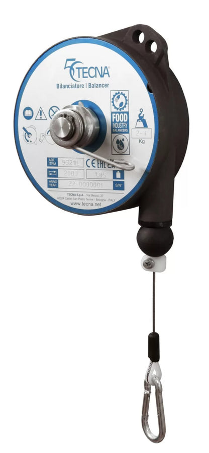 TECNA Stainless Zero Gravity & Retractor Balancers | Food-Grade NSF-H1 Certified Lifting Solutions for Meat, Dairy, Bakery & Chemical Environments