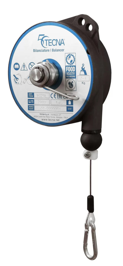 TECNA Stainless Zero Gravity & Retractor Balancers | Food-Grade NSF-H1 Certified Lifting Solutions for Meat, Dairy, Bakery & Chemical Environments
